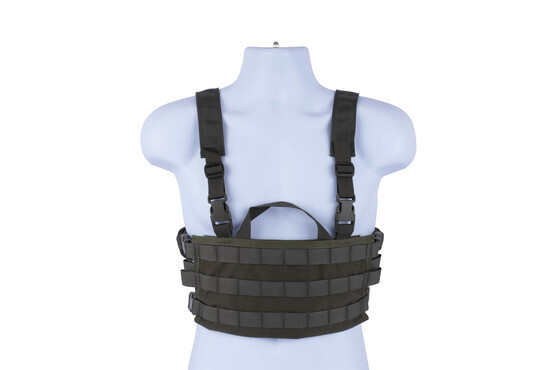 High Speed Gear AO chest rig is a lightweight modular load bearing vest in olive drab green